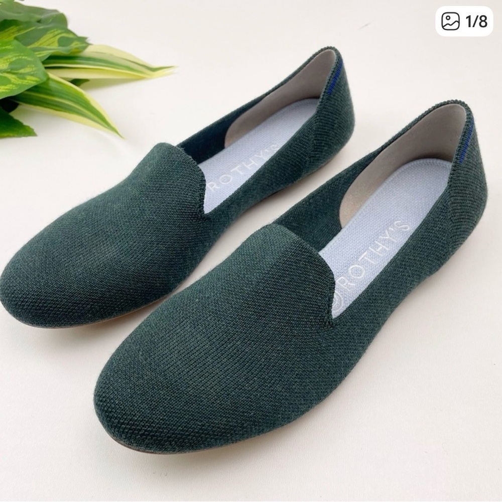 Rothy’s Merino Wool Loafers Ivy Green Flats Size 8